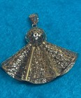 14kt Filigree Lace Fan Pendant Yellow Gold 4.5 Grams Made in Italy — photo 1