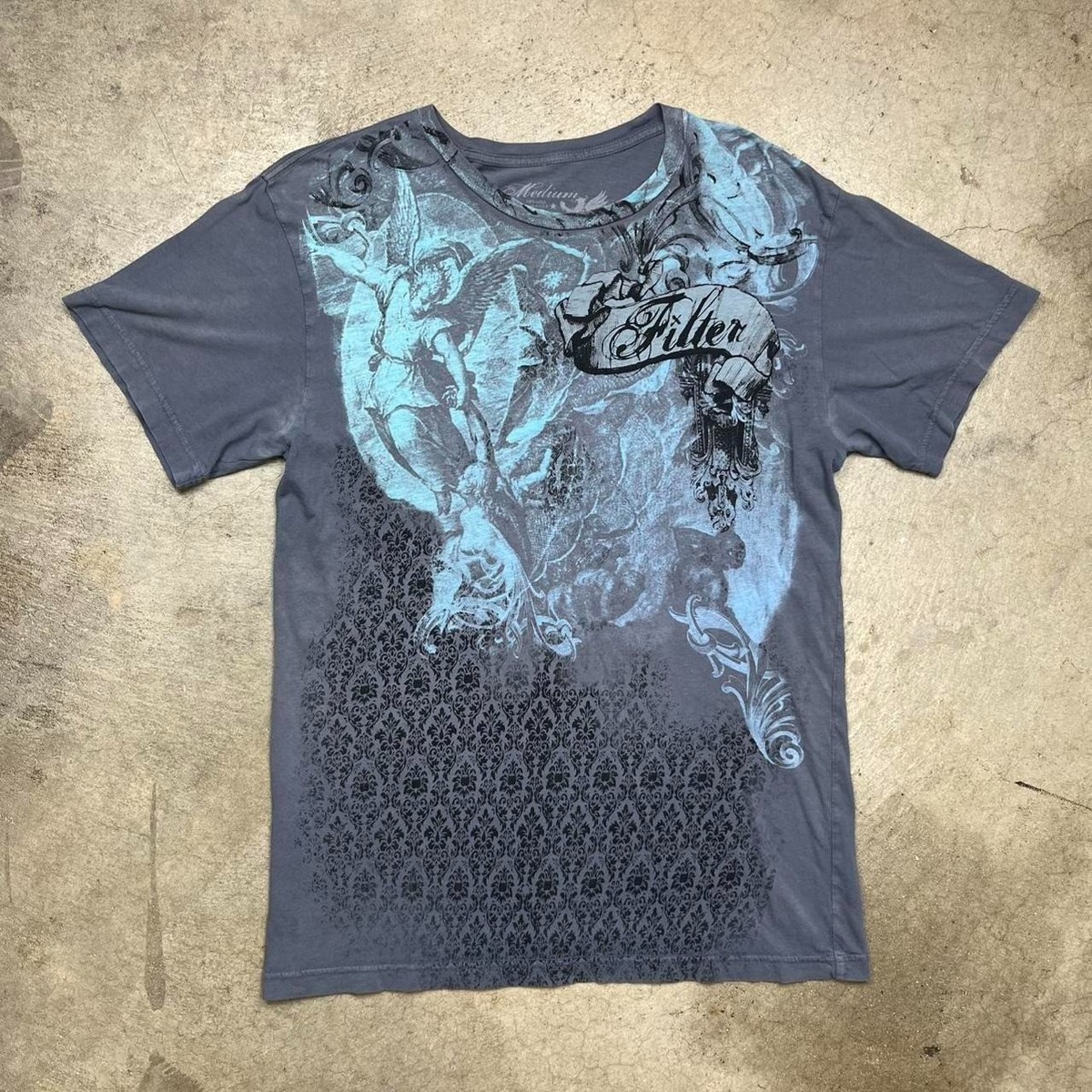 Vintage Filter Y2K t shirt grey blue graphic Size Medium | eBay
