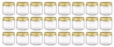 2 Ounce Clear Glass Straight Sided Spice/Canning Jars - With 53mm Gold Lids -