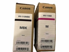 2 PK - Canon PFI-110MBK Matte Black PFI-110M Magenta Ink Tank TX-2000/3000/4000