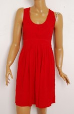 PRADA Women Red Dress Fabric A-Line Solid Round Neck Sleeveless Sundress IT 40 S