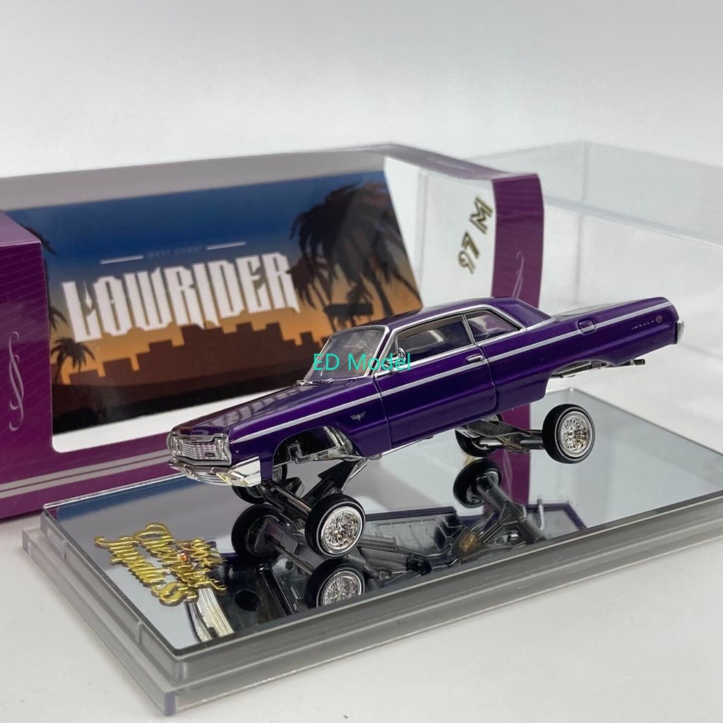 Bn 97m 1:64 purple 1964 impala ss lowrider sports model diecast metal car