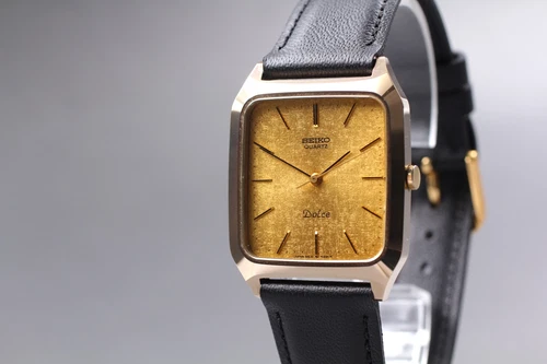 [Near MINT] SEIKO Dolce 5931-5260 Vintage Gold Dial Mens Quartz Watch