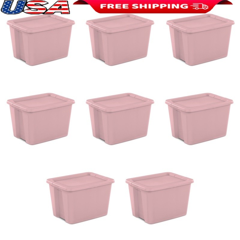 18-Piece 18-Gallon Storage Bin Set with Snap-On Lids for Toys Clothes Organizing