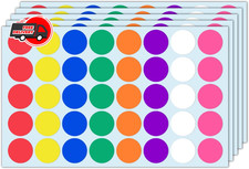 1000 Pack, 1 inch - Colored Round Circle Dot Stickers, Garage Yard Sale Price St