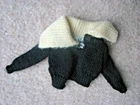 Vintage 1960s Barbie Black Cardigan Sweater White Angora Collar