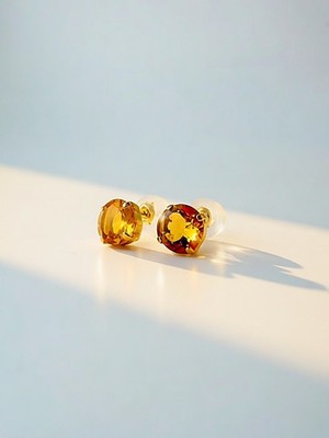 Ohrstecker 18 Karat massiv Gold Citrin: November Geburtsstein