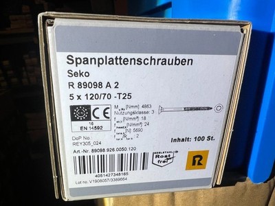 Reyher Edelstahl Holzschrauben 5x120mm seko 100Stück Rostfrei / Aktion H2Breg5