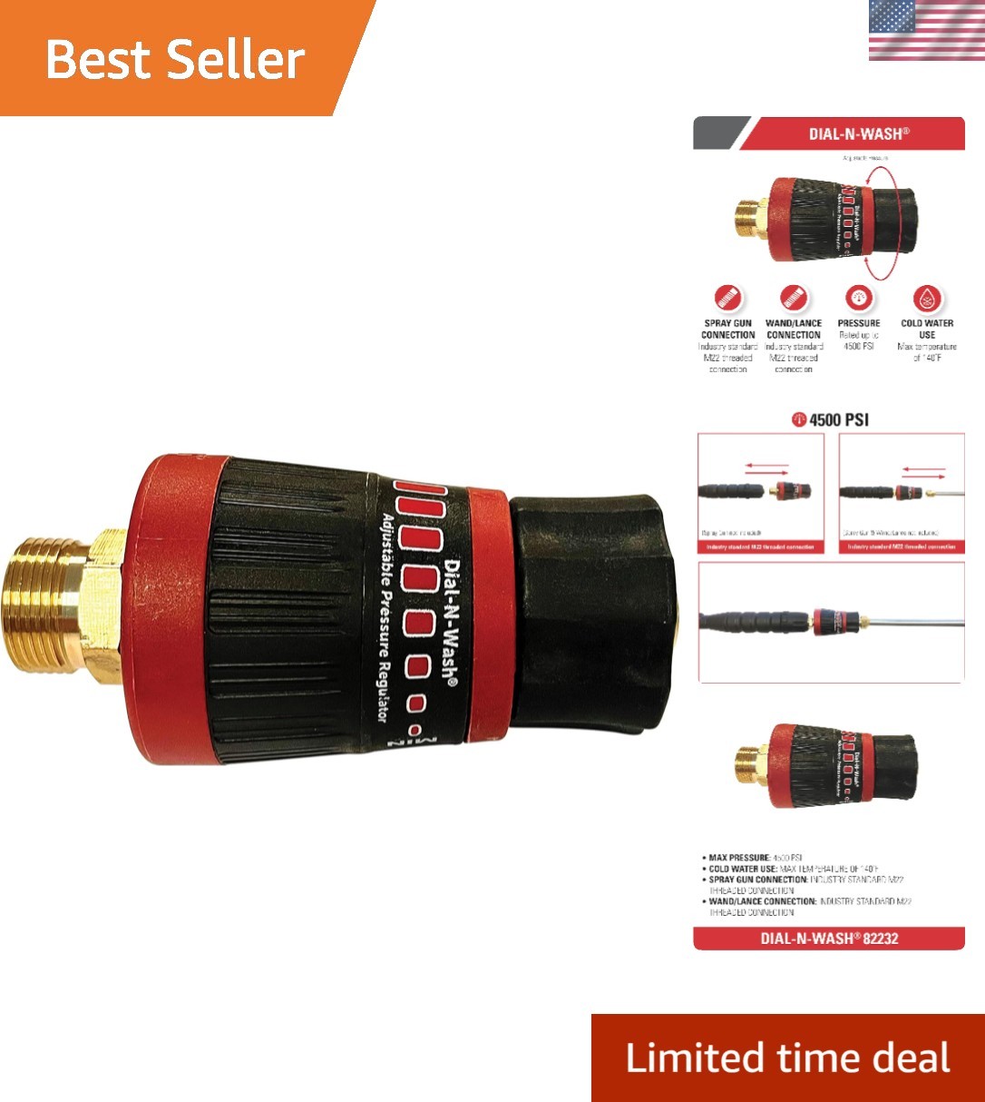 Dial-N-Wash 4500 PSI Pressure Regulator - Tool-Free, Reliabl