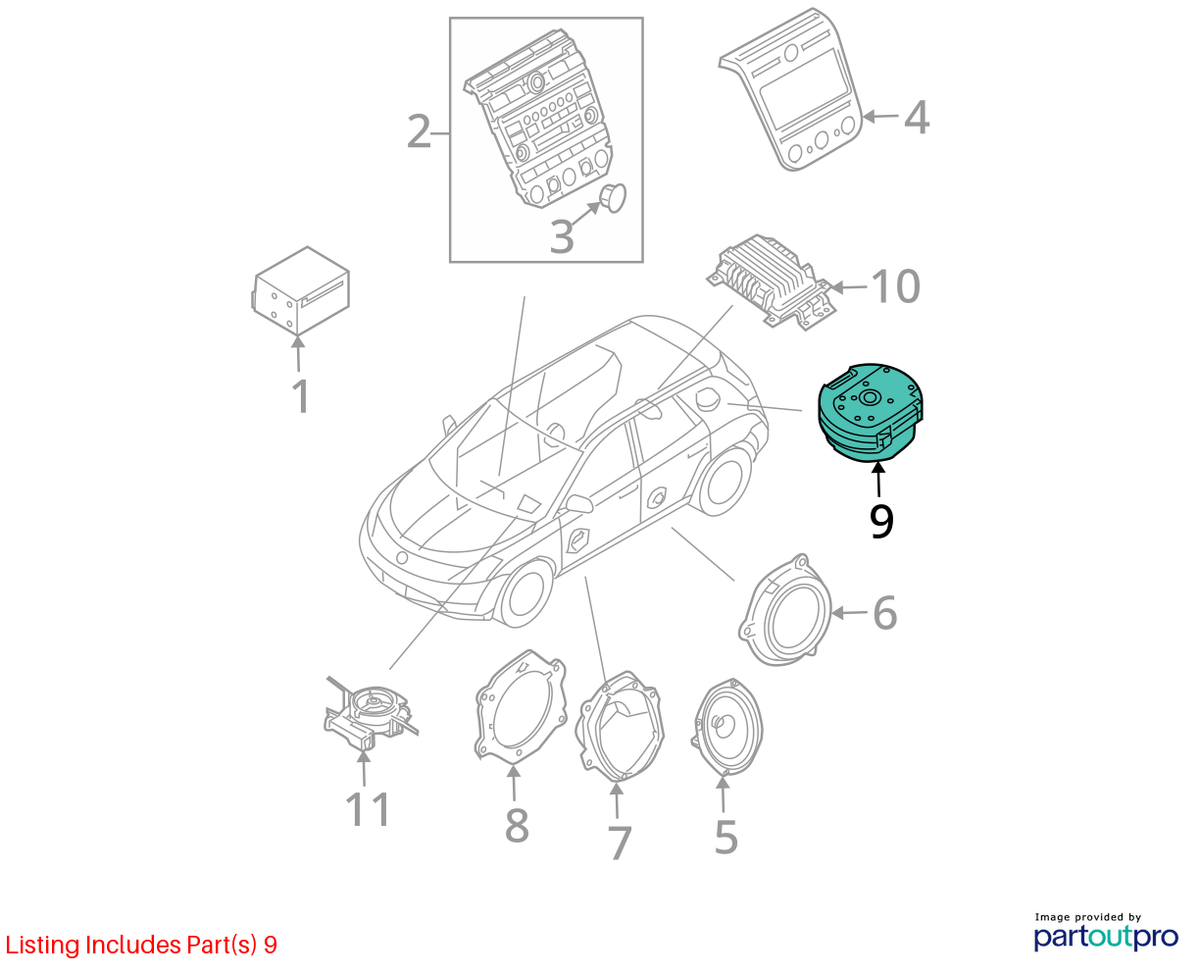 07 Nissan Murano Bose 28170CA10B Rear Subwoofer OEM for sale