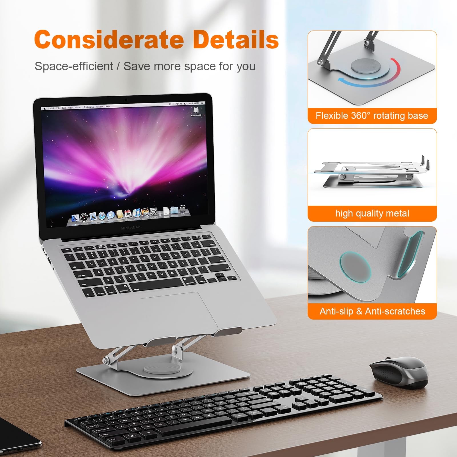 Support Ordinateur Portable Support PC Portable Rotatif Ajustable en Métal