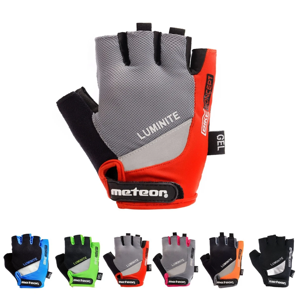 meteor Bambini Guanti da Ciclismo Ragazzi Ragazze Ciclismo MTB Mezza Dita Antiscivolo Guanti Sportivi Antiurto Traspirante Breve Bicicletta Regolabile Scooter Coppia di Guanto