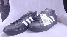 adidas Men's Grand Court 2.0 Black/White Lace-Up Low Top Leather Sneakers JR0546