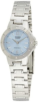 Casio LTP-1177A-2A Damen Quarz Analog Hellblau Zifferblatt Silber Metall