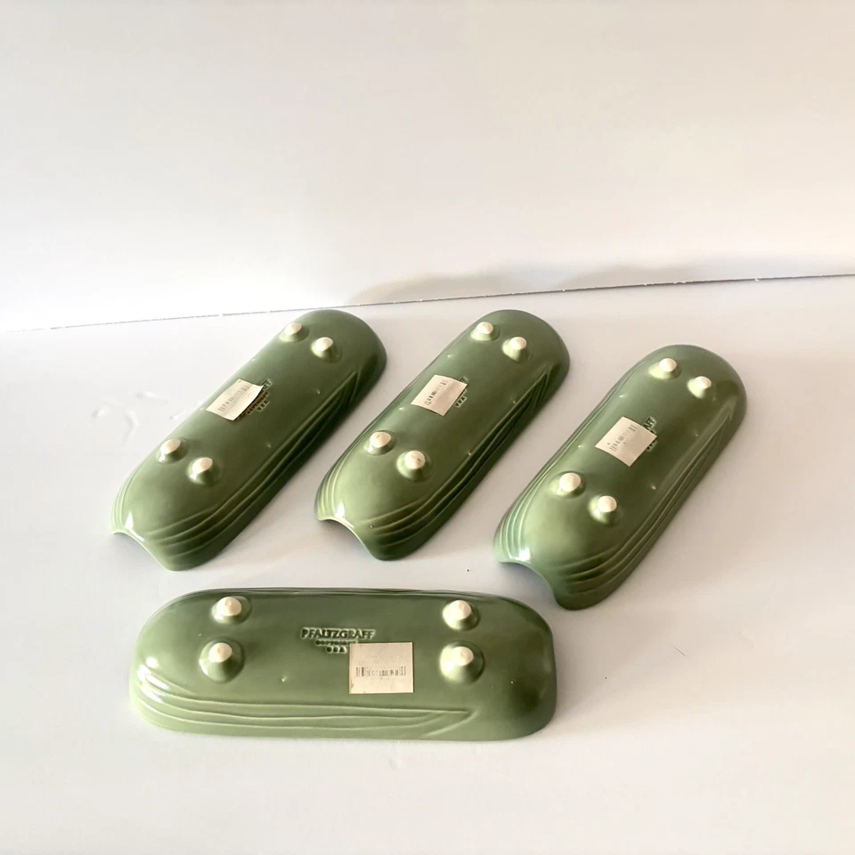 Set of 4 Pfaltzgraff Naturewood Sage Green Footed Corn Cob Dishes Holders USA - Image 4 of 4