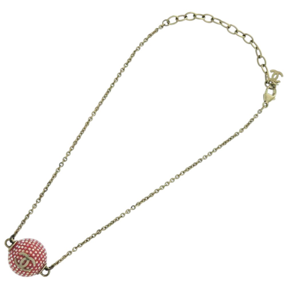 AUTHENTIC CHANEL CC Mark Mirror BallNecklace Red … - image 3