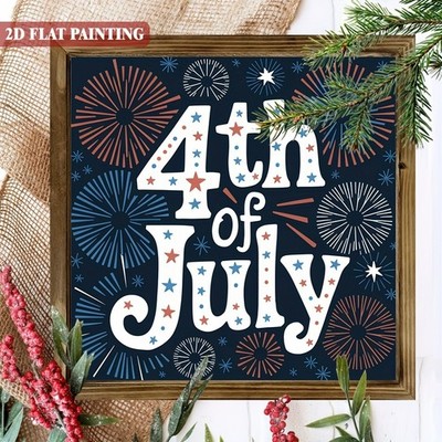 2D Wooden Board Painting July 4Th Patriotic Firework Independence Day Decor Gift