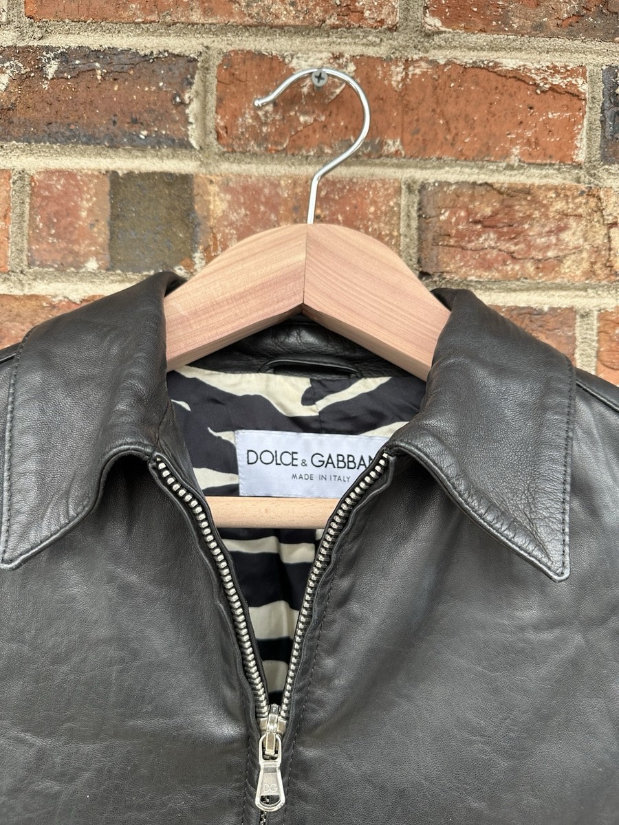 Vintage 90s Dolce & Gabbana Men's Black Leather Jacket Size