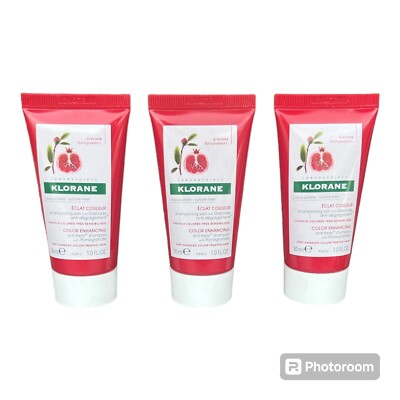 Lot of 3 KLORANE Color Enhancing Anti-Fade Shampoo with Pomegranate 30 ml Sealed