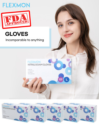 FLEXMON Nitrile Examination Gloves, 100 Count, Single Use, 4.2Mil (Choose Yours)