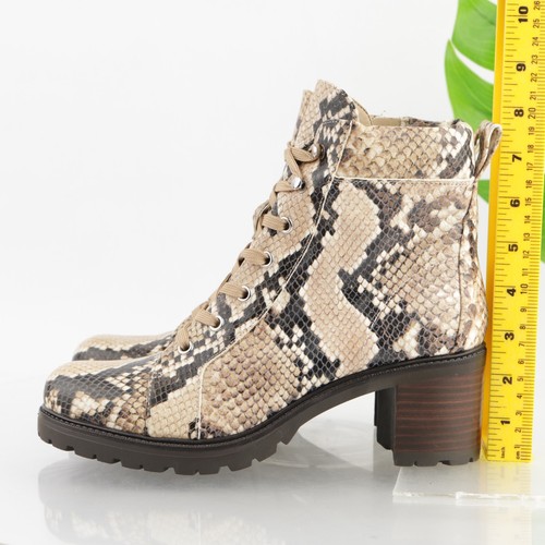 Vince Camuto Women's Gaviana Boot Size 9 Block Heel Lace Up Snake Brown Leather - Picture 7 of 12