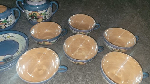 Vintage 21pc. Blue/Yellow Tea Set Hand Painted Made In Japan - Picture 4 of 12