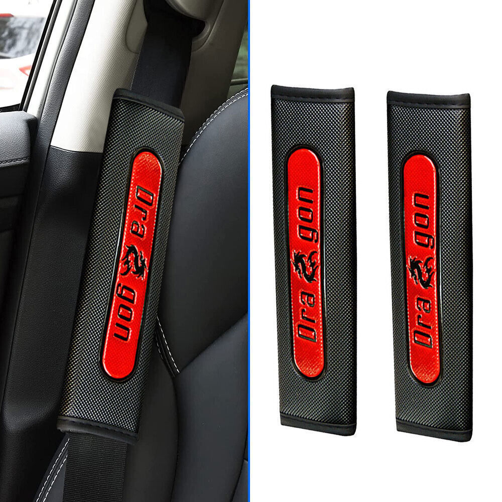 2X Red Car Seat Belt Cover Pads Safety Cushion Covers Strap Auto Accessories