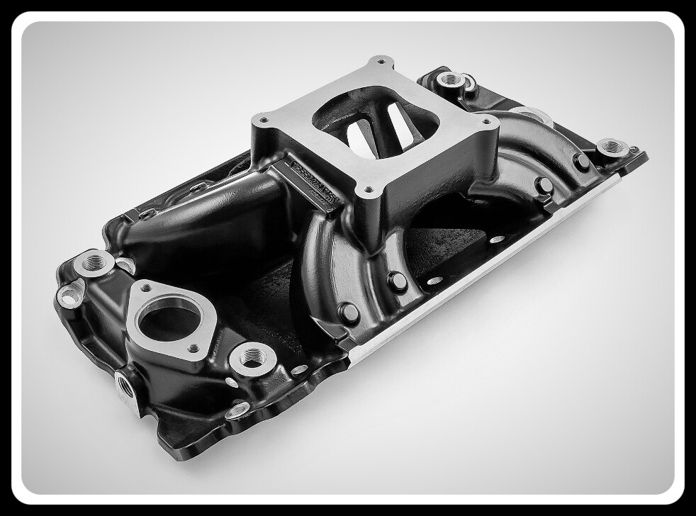 BBC Chevy Speedmaster HiRise Intake Manifold Black Rect Port # 1