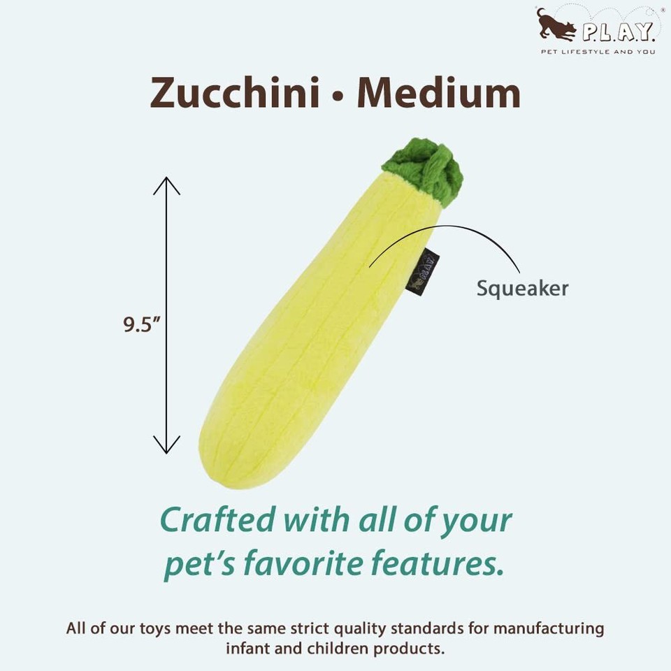 P.L.A.Y. Cute Plush Dog Toys Fruit & Vegetable Themed Durable