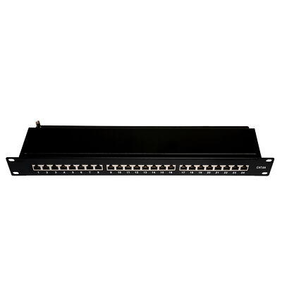 BIGtec Patchpanel 24 Port CAT6a Patchfeld 19'' geschirmt schwarz 19Zoll Verteiler