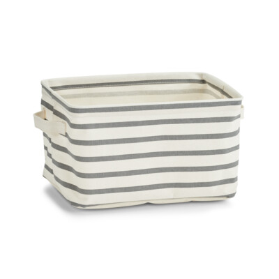 Zeller Aufbewahrungskorb ''Stripes'' Canvas grau 28 x 21 x 16 cm