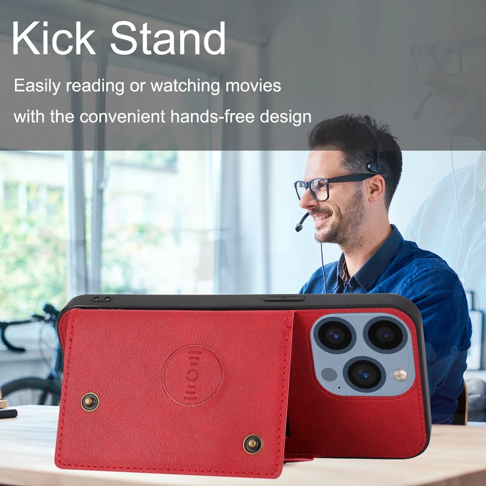 For Various Phone Car Magnetic Holder Stand Wallet Card Bag Hot Case Cover Back - Image 4 of 4