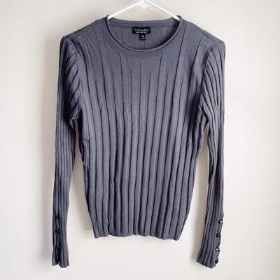 Topshop Charcoal Gray Ribbed Button 