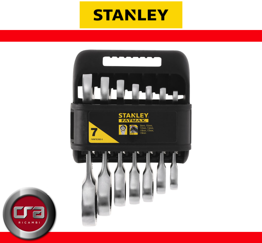 NEW - STANLEY FATMAX Set 7 chiavi combinate a cricchetto corte