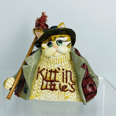 Donna Little Kitten Littles Hobo Cat Hat Coat Scarf Figurine 1997 Enesco