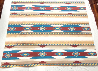 Vtg Performance By Spring Southwest Pueblo Blanket~Printed Queen/King