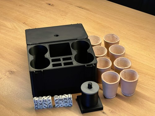 Schockbesteck mit Box + Würfel + Becher - Knobelbesteck Schocken Knobeln - Bild 19 von 24