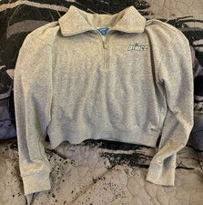 Prince Pickleball Women's Cropped 1/4 Zip Pullover Sweatshirt Gray Size Medium