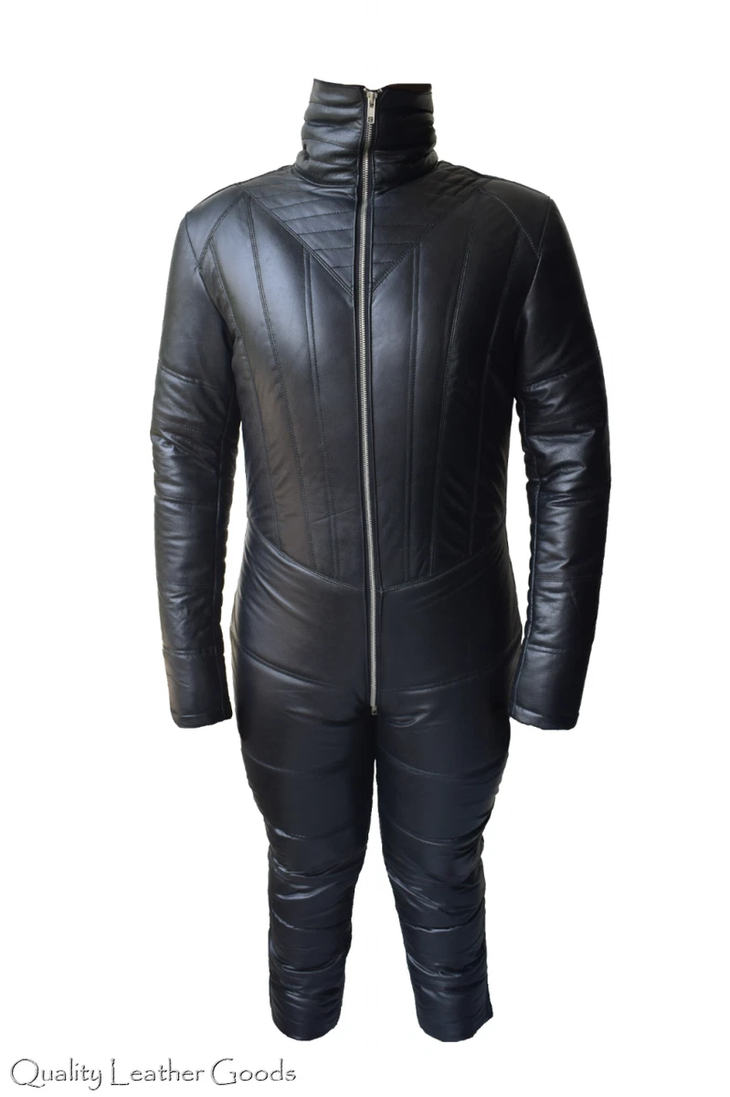 BESPOKE MENS PADDED LEATHER LEDER CATSUIT OVERALL BODYSUIT JUMPSUIT COSPLAY N 75