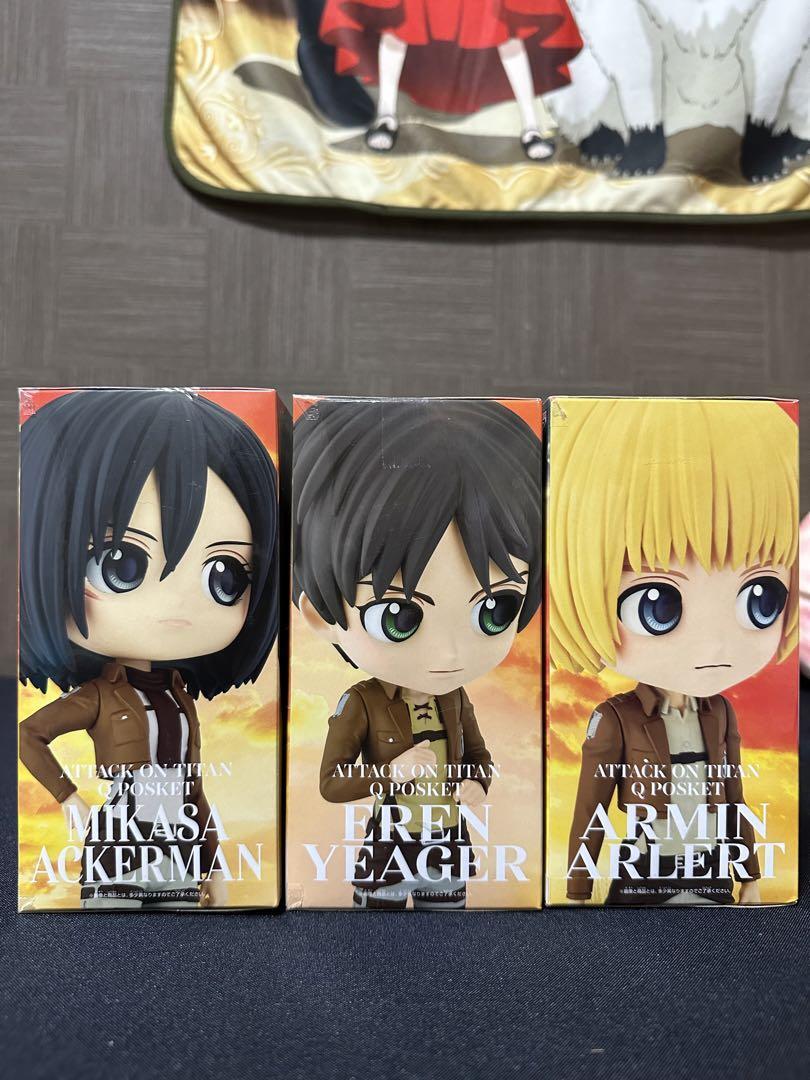 BANDAI - QposketTinyTAN Aセット＋Ｂ４点 Qposket Mikasa & Eren & Armin Attack on Titan B color 3