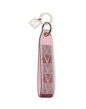 Victoria Secret rhinestone wristlet strap/keychain new pink Multi V logo