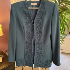 Jean De Lys Jacket Women's Size 10 Business casual Teal Green Beaded