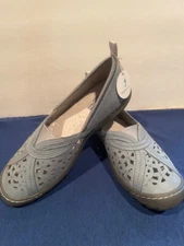 JBU JAMBU COMFORT MEMORY FOAM BLUE PECAN CUTOUT LEATHER SLIP ONS WOMEN 10M NEW