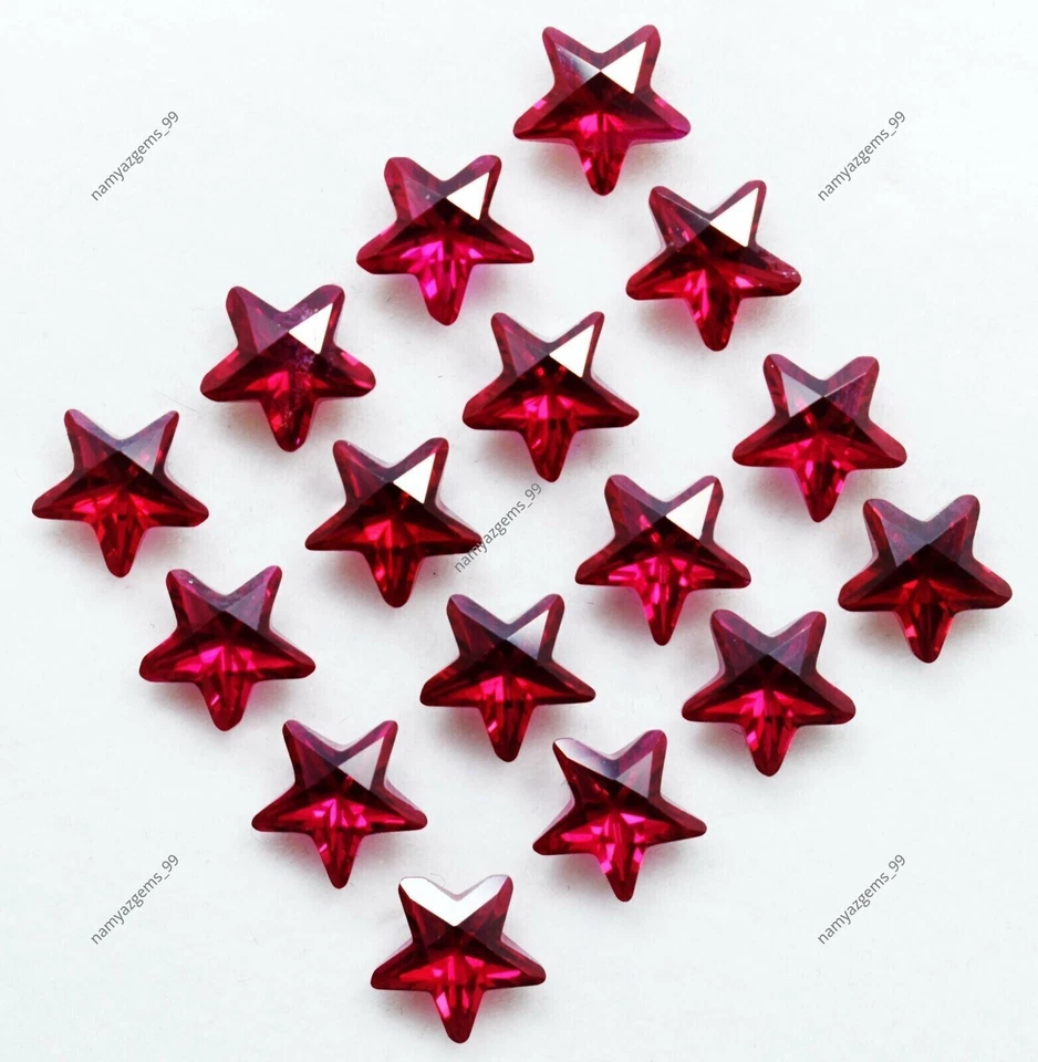7 MM  16 Pcs Natural Red Ruby Star Cut Certified Loose Gemstone Lot - Image 2 of 4