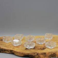 Vintage Crystal Open Salt Cellars - Set of 8 - 1 1/2 inch Square