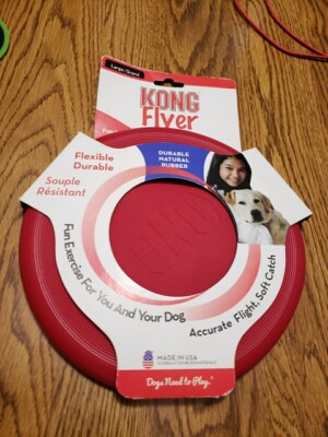 Kong Flyer Large Red Dog Toy Flexible Durable Accurate Flight Soft catch New
