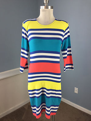 French connection Anthropologie Multi Color Stripe Dress S Casual 3/4  sleeve B39 | eBay