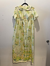 DEENA Vintage MCM 1950  s -1960's FLORAL Yellow Floral Maxi Housecoat MEDIUM