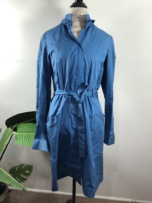 elie tahari long sleeve dress ELIE TAHARI Blue Stretch Long Sleeve Shirt Dress Size 12
