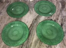 Lot Of 4 Pier 1 Imports Green 9” Melamine Appetizer Plates-Dishwasher Safe-NEW